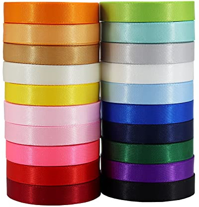 CEYERibon Gesicht SatinBand 20 Vollfarbband Sortiment, 9mm X 1.8m Jeder Gesamt 36m pro Paket, für Geschenk Verpackung Bänder für Handwerks Haar Bänder, Hochzeitsdekoration,Schleifen