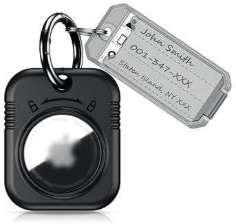 PROfezzion Étuis pour AirTag, Porte Clef AirTag Coque Rigide Sécurisée et Élégante pour Apple Air Tags GPS Tracker - Noir