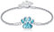URONE Pfötchen Armband Silber 925 Armband Pfotenabdruck Türkis Hundepfote Schmuck Geschenk für Damen