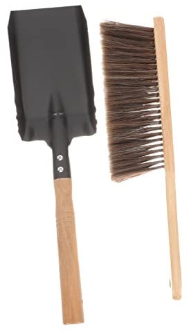 GAROZATION Kaminreinigungsset Holzgriff Feuerstelle Bürste Und Ascheschaufel Kaminbesteck Langlebig Komfortabel Kompakt Für Einfache Reinigung Zuhause