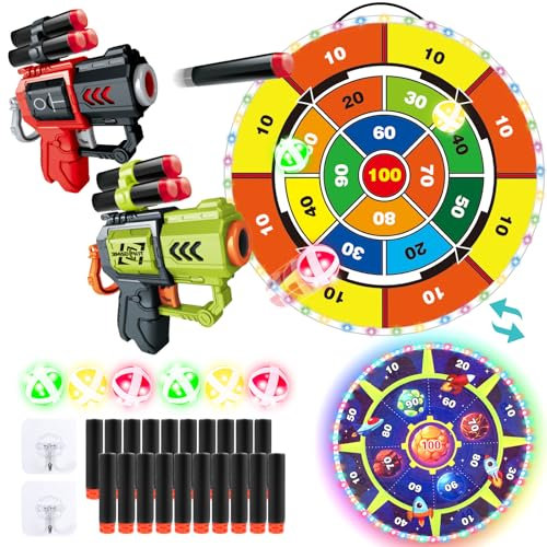 Leucht-Dartscheibe Klett für Kinder ab 3 4 5 6+, 29 (73 cm) Dartscheibe mit LED-Licht Indoor Outdoor Spiele Spielzeug, Gartenspielzeug Draußen Wurfspiel Garten Karneval Partyspielzeug Kinderspielzeug