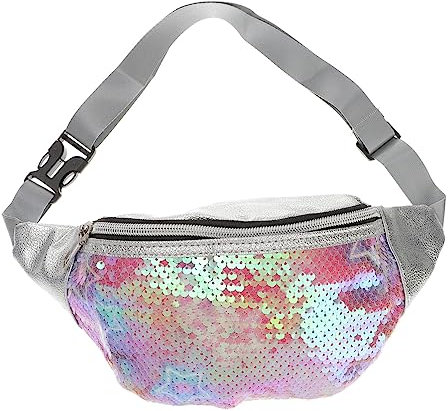 LIFKOME Pailletten Bauchtasche Damen Glänzend Verstellbar Sports Waist Bag Mit Großer Kapazität Für Konzert Shopping Outdoor Party Strand