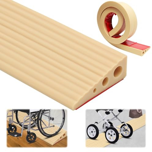 Schwellenrampe, 100x6.5x2.5CM Türschwellenrampen, PVC Rollstuhlrampe, rutschfeste Oberfläche, Gummirampe Auffahrrampe Schwellenrampe für Rollstuhl, Kinderwagen, Rollator oder e Scooter (Braun, 2.5)