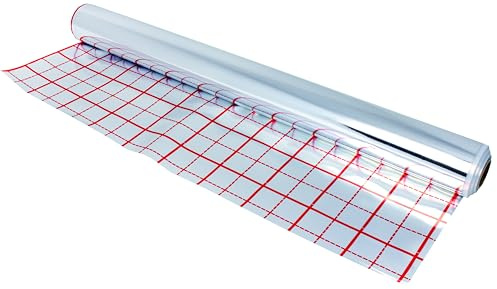 Aqbau Rasterfolie Fußbodenheizung 50 m² Rolle, Alu Isolierfolie 0,070 mm, Wärmedämmfolie mit 10 x 10 cm Verlegeraster, Feuchtigkeitsschutz für Wasser-Fußbodenheizung