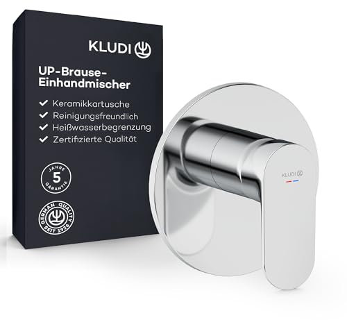 KLUDI-X1 Unterputz Duscharmatur mit Heißwasserbegrenzung, Brause-Einhandmischer mit hochwertiger Keramikkartusche fürs Badezimmer, Chrom, benötigtes Zubehör KLUDI Slimbox (Art. 88022)