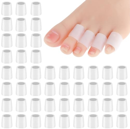 Gjinxi Silicone Toe Sleeves, 48 Pcs Soft Gel Protector Toe Cushions Cuttable Pinky Toe Sleeves Protectors Corn Protectors Pain Relief Toe Tube Pads for Hammer Toe Stubbed Toe Corns Calluses Protect