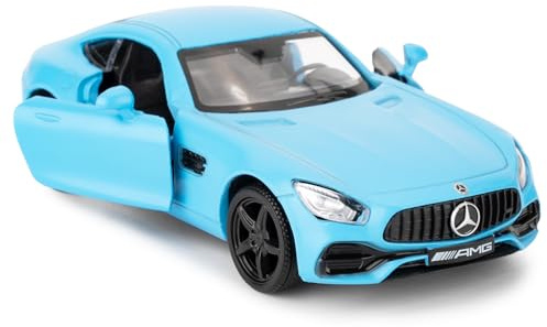 RMZ City 1/36 Skala AMG GTR Automodell, Zinklegierung Druckguss Zurückziehen Fahrzeuge Kinderspielzeug für Junge Mädchen Geschenk (blau)