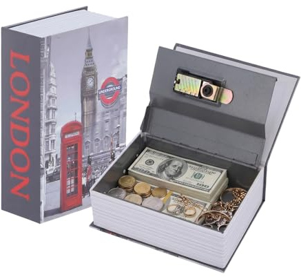 Hapivida Mini Book Safe Passwortgeschützte Safe Box | Im Wörterbuch Design Passwortgeschützte Safe Box für Schmuck Bargeld Dokumente für Zuhause Büro Schule