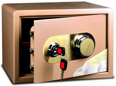 Minisafe Wählscheibenkombination Wandtresor Kleiner Tresor mit Schlüssel für Geld, Schmuck, Dokumente 35×30×25 cm