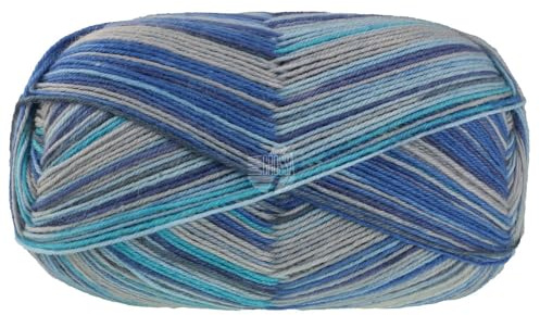 LANA GROSSA Meilenweit Caprese | Sockenklassiker, bedruckt und waschmaschinenfest | Handstrickgarn aus 80% Schurwolle & 20% Polyamid | 100g Wolle zum Stricken & Häkeln | 420m Garn FB 7036