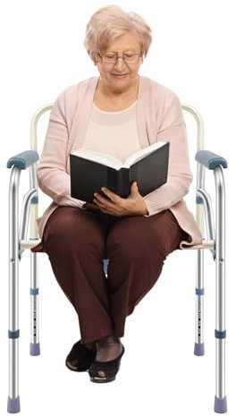 Chaise percée adulte, Chaise de Toilette pliante réglable en hauteur, Chaise Pot de Chambre, pour personnes âgées et handicapées, Capacité portante 150kg, stable