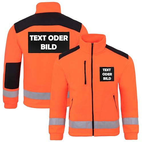 Fleecejacke Herren personalisiert, Arbeitsjacke mit Logo, Firmennamen | Jacke selbst gestalten mit eigenem Foto, Wunschtext & Beschriftung – Aufdruck vorne & hinten | Dickes, antipilling Fleece
