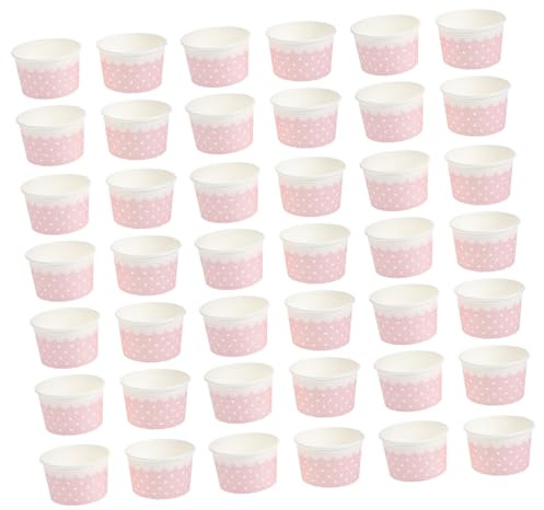 DEARMAMY 50pièces Coupelles Papier Glace Bol Pour Crème Glacée Dessert Mousse Gâteau Gobelets Jetables Pour Fête Restaurant Maison