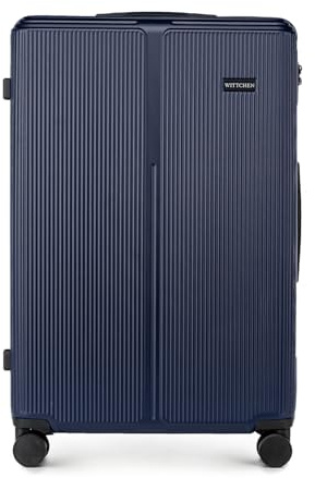 WITTCHEN Stripes Line Valigia grande (XL) | 76,5 × 50 × 29 cm (96 L), ABS rigido, 4 ruote 360° e lucchetto a combinazione | Trolley grande formato XL, Ryanair/ITA Airways - Colore: Blu navy