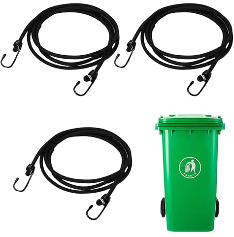 3 Pack Wheelie Bin Locks, Heavy Duty 6 mm Security Locks for Waste Bins, 60 cm Length Black Bin Locks Wheelie, Suitable for Home Use and Outdoor Waste Management