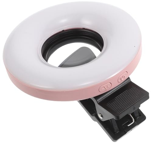 TOKIDNY Clip-On Macro Fill Light 15X Pink Mini Ring Light for Phone Camera with Rechargeable Battery for Makeup Nail Art Jewelry Photography and Live Streaming