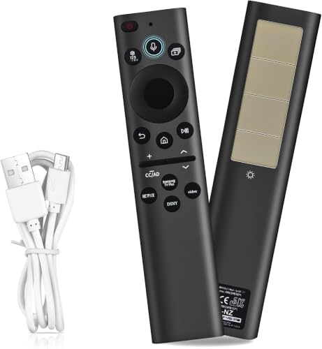 Gvirtue Fernbedienung Kompatibel mit Samsung BN59-01385A- Öko-Solar Ladung (Licht/USB-C), Sprachsuche, kompatibel mit Samsung QLED/4K/8K Crystal UHD Smart TVs 2018-2025 (Netflix/Prime Video Shortcut)