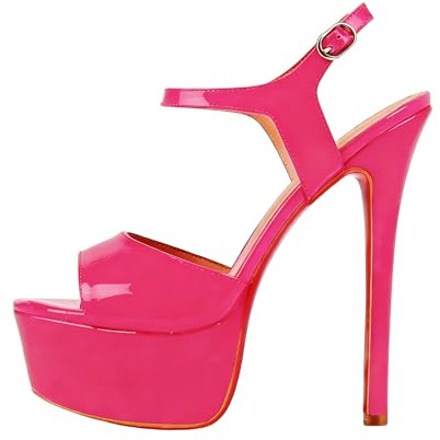 Veelau Meieer Plateau Sandalen Stiletto High Heels Damenschuhe mit Verstellbarem Knöchelriemen Sexy Sandaletten