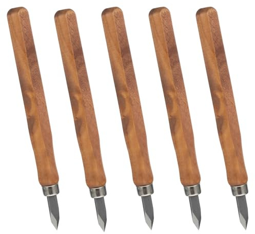 Generisch 5 Stück Holzbearbeitungs Markierungsmesser mit Holzgriff Langlebige Manganstahlklingen für Holzschnitzen und Bastelwerkzeug