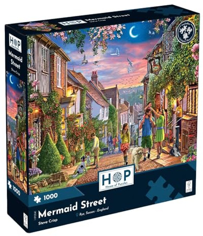The House of Puzzles Mermaid Street, 1000 Piece Jigsaw | Artist Illustrated, Rye Sussex Town Scene, Brain Challenge & Relaxation, Deluxe Puzzling Gift for Adults
