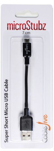 CableJive microStubz USB-A to Micro USB Cable, 7 cm, Negro