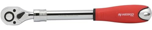 NEIKO 03068A Poignée à cliquet extensible à entraînement de 1,27 cm | Fonction à cliquet réversible à 72 dents avec poignée douce | Longueurs de 30,5 à 44,1 cm, rouge