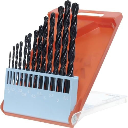 kwb HSS Metallbohrer-Satz – Bohrer-Set, 13-teilig, Ø 1,5 bis 6,5 mm (Steigung 0,5 mm) sowie 3,3 und 4,2 mm