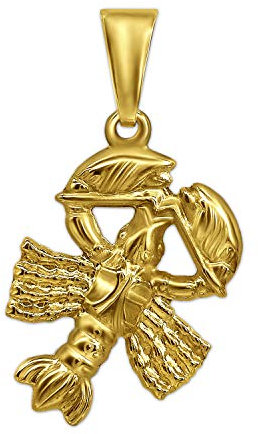 CLEVER SCHMUCK Goldener Damen Herren Anhänger Sternzeichen Krebs 15 mm beidseitig plastische Form glänzend 333 GOLD 8 KARAT