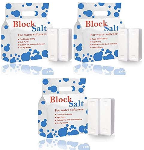 pack of 3 Water Softener Salt Blocks 100% Genuine Food Grade water softener salt block Compatible to All Water Softener Machine, Best For Laundry Kitchen Dishwasher Industrial use Salt Block 3 pack