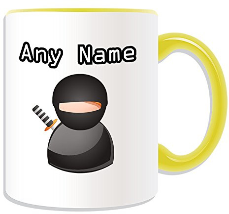 UNIGIFT Personalised Gift - Ninja Mug (Icon Design Theme, Colour Options) - Any Name/Message on Your Unique
