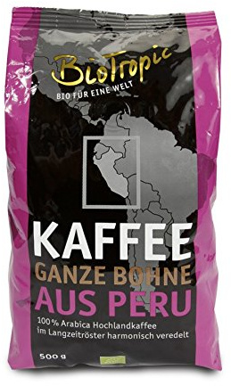 100% Arabicac Hochlandkaffe ganze Bohne aus Peru 500g