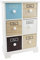 quantio Mini Schrank - 19,5 x 29,5 x 9,5 cm (BxHxT), 6 Schubladen, Holz, Weiß/Blau/Braun, Vintage Stil