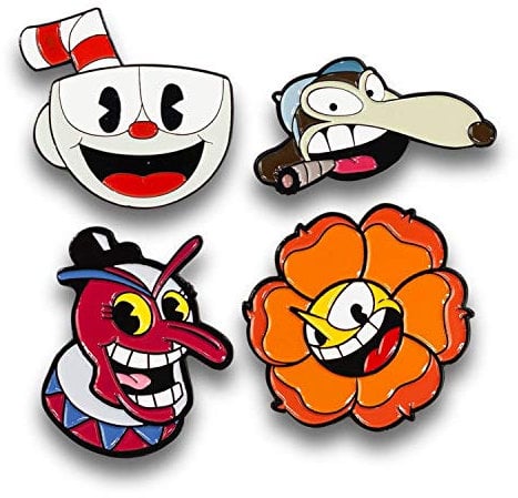 Just Funky Cuphead Collectibles| Exclusive Cuphead Enamel Pin Set 4 Pack