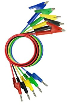 Aofan 5Pcs Silicone Test Leads with 4mm Banana Plug to Alligator Clips - 1M 14AWG 1000V/15A Flexible Multimeter Probes (5 Colors) for Electronics & Automotive