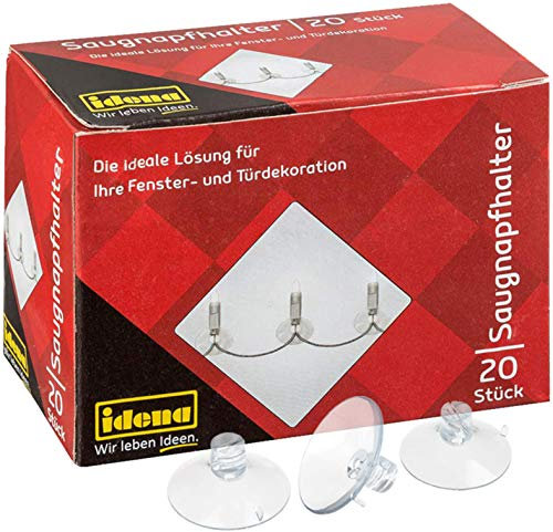 Idena 8522040 Saugnapfhalter für Lichterketten, transparent, 20 Stück (4 Packungen = 80 Stück)