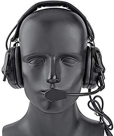 ATAIRSOFT Taktisch Kopfhörer Militärstandard Schießen Ohrenschützer verwendung mit PTT Walkie Talkie Radio Airsoft Taktisch Headset Schwarz