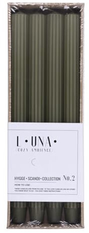 DONAU HOME Set Lange Stabkerzen Gerippt/Khaki-Farbe/ 4 Stück / 30 x Ø 2,5cm Unparfümiert/Geriffelte Stabkerzen