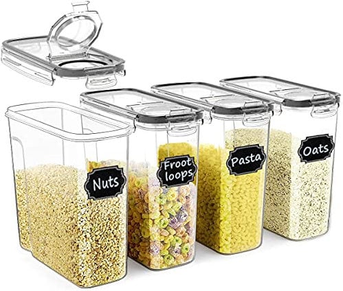 Wildone Müslibehälter-Set, Frischhaltedosen, groß, luftdicht, 4 l, auslaufsicher und BPA-frei, ideal für Müsli, Mehl, Zucker, Backzubehör, 4 Stück