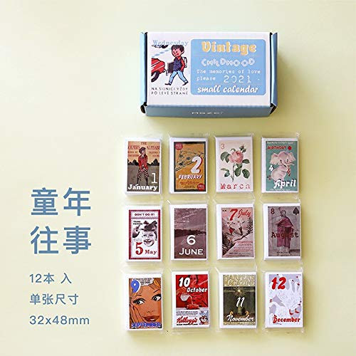 Kalender Kalendarien 365Sheets Mini Kreative Nette Jahr 2021 Kalender Mini Kalender DIY Bullet Journaling Scrapbooking Deco Monatskalender Terminkalender (Color : A)
