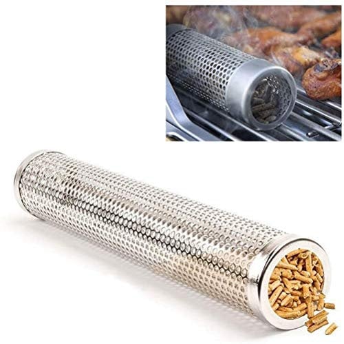 VICMAT BBQ Räucherröhre aus 304 Edelstahl Kaltrauch 30.5cm, Zubehör für Gasgrill und Kohlegrill - Räucherbox, Pellet-Smoker