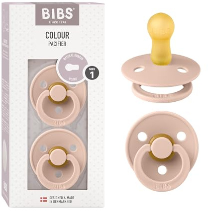 BIBS Colour Schnuller 2er-Pack, BPA-frei, Kirschform Nippel. Naturkautschuk/Latex, Hergestellt in Dänemark. Größe 1 | 0+ Monate | 2-Pack, Blush/Blush