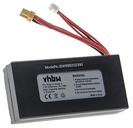 vhbw Akku kompatibel mit MJX B6 Race, B8 Race, Bugs 6, Bugs 8 Drohne Multicopter Quadrocopter (2050mAh, 7,4V, Li-Polymer)