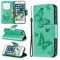 nancencen für iPhone 7 / iPhone 8 / iPhone SE 2020 Handyhülle, Mit Zwei Kartenfächern Portemonnaie Stil Flip Cover Reiner Farbe Schutzhülle Schmetterlingsdruck Kunst - Grün