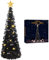Fovths 5 Feet Christmas Black Tinsel Tree Coastal Glittery Collapsible Pop Up Artificial Tree with Gold Tree Topper 55 LED Lights for Christmas Decorations, Home Decor, Party Supplies