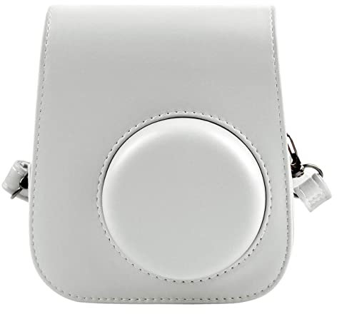 ZEEREE Reise Kameratasche Gehäuse Taschen mit Schultergurt/Weinlese PU Leder für Fujifilm Mini 8/ Mini 8S / Mini 9 / Mini 11/Mini 12 Kamera Tasche-Weiß