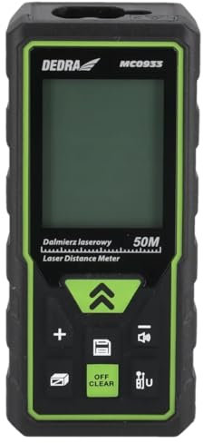 Dedra Télémètre Laser Numérique 50m (MC0933) – Mètre Laser de Précision pour Mesure de Distance, Surface et Volume – Écran Rétroéclairé, Compact, Idéal Bricolage et Immobilier