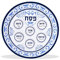 Passover Seder Plates 12 Melamine - 6 Section Plate Marked with Symbolic Pesach Seder Foods - Round Seder Tray for Adults, Children by Zion Judaica - Blue Floral Renaissance Single Passover Plate