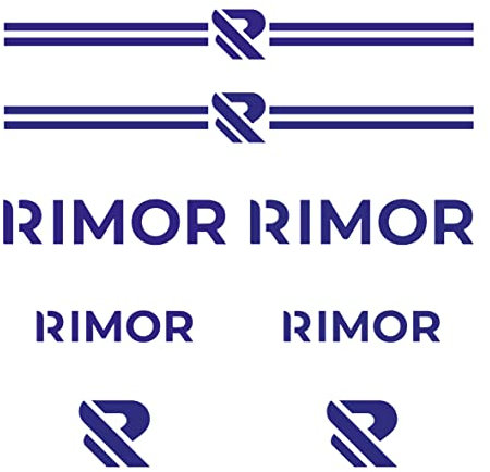 8 Aufkleber Rimor für Wohnmobil - Aufkleber für Wohnmobil - Farbe Blau, Rot, Grau - Rimor - Zubehör für Wohnmobil - Aufkleber aus Vinyl (Blau)