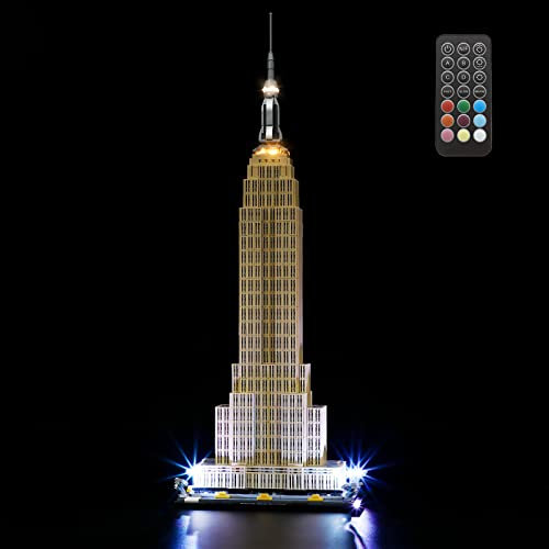 GEAMENT LED Licht-Set (Fernbedienung) Kompatibel mit Lego Empire State Buildinb - Beleuchtungsset für Architecture 21046 (Modell-Set Nicht enthalten)