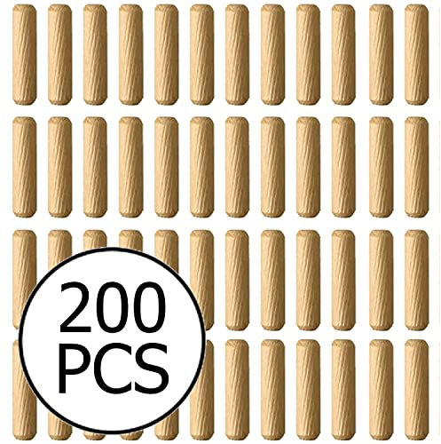 Holzdübelstifte, ofengetrocknet, geriffelt, abgeschrägtes Hartholz – 200 Stück (6 mm x 30 mm)